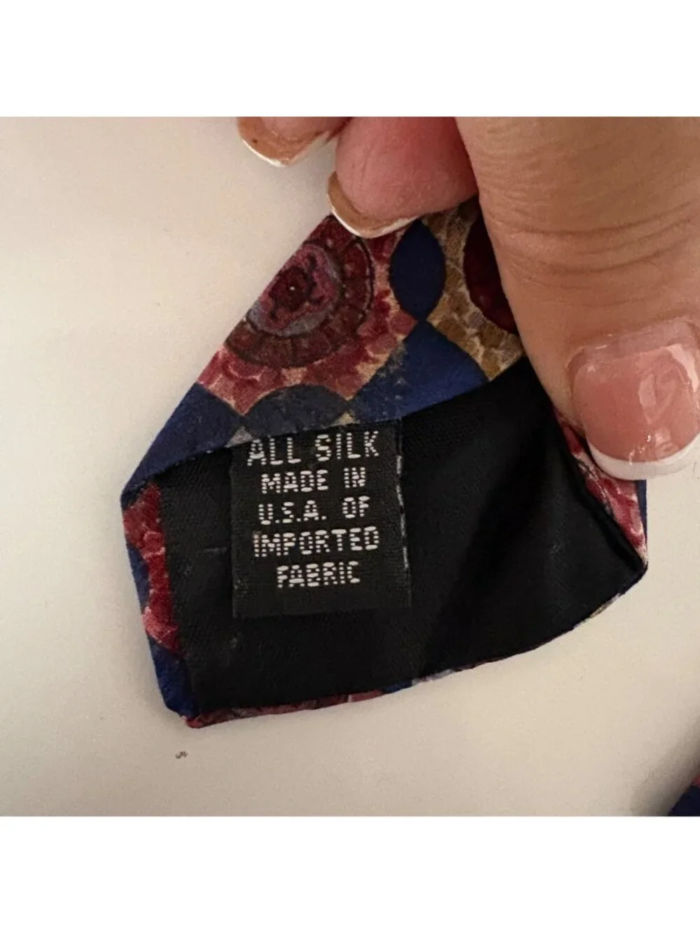 Angelica Silk Tie Blue Red Geometric Mens Necktie Vintage Office Evening Gift
